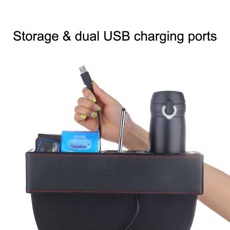 SUSISUN SNH010 Car Seat Gap Storage Box, Style:Positive Drive USB Charging(Black)