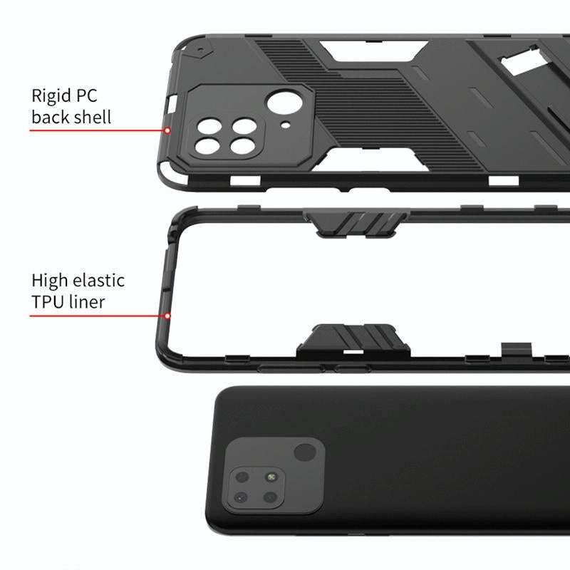 For Xiaomi Redmi 10C 4G Punk Armor PC + TPU Phone Case with Holder(Black)