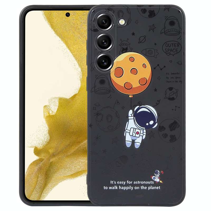 For Samsung Galaxy A20 / A30 Astronaut Pattern Silicone Straight Edge Phone Case(Planet Landing-B...