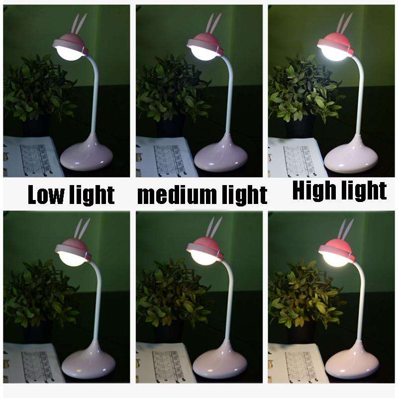 Rabbit Touch Desk Lamp USB Charging Eye Protection Creative Student Reading Bedroom Folding Bedsi...