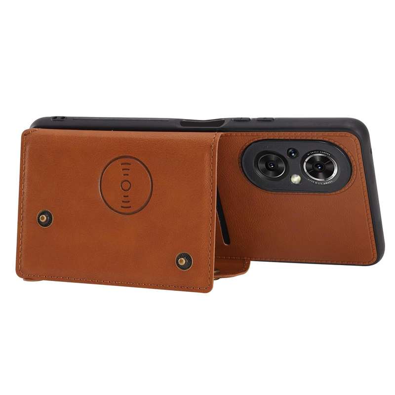 For Huawei Nova 9 SE Double Buckle PU + TPU Shockproof Magnetic Phone Case(Brown)