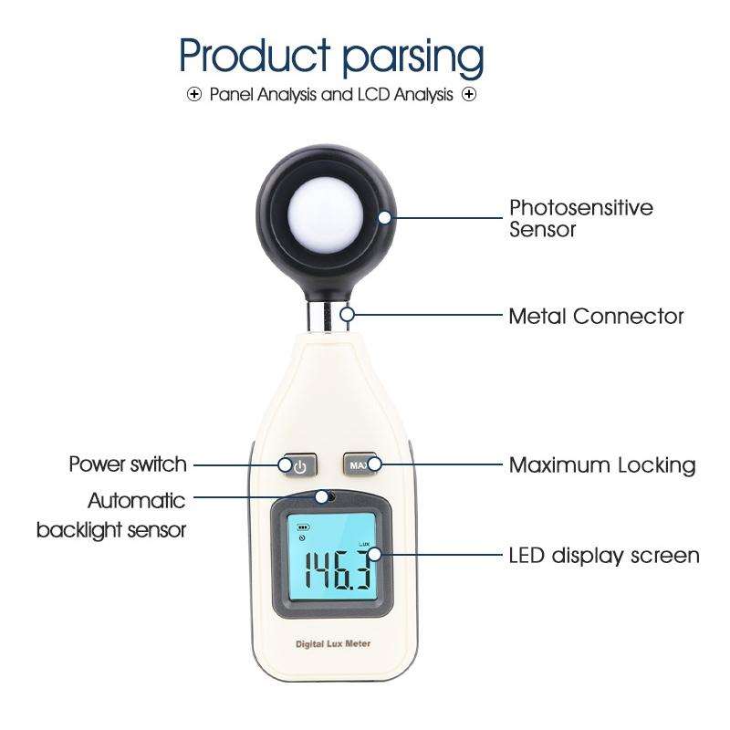 BENETECH Digital Light Lux Meter for Factory / School / House Various Occasion, Range: 0-200,000 ...