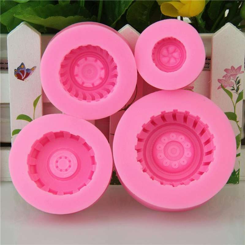 2 PCS DIY Tires Shape Sugar Craft Cake Silicone Mold Fondant Baking Decorating Tools Random Color...