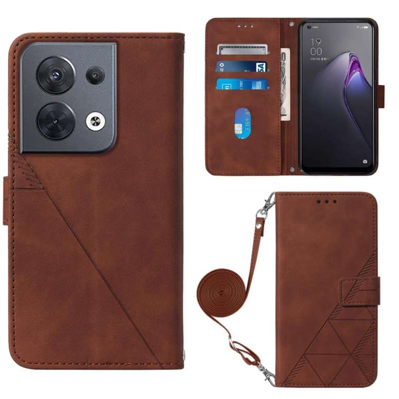 For OPPO Reno8 Crossbody 3D Embossed Flip Leather Phone Case(Brown)
