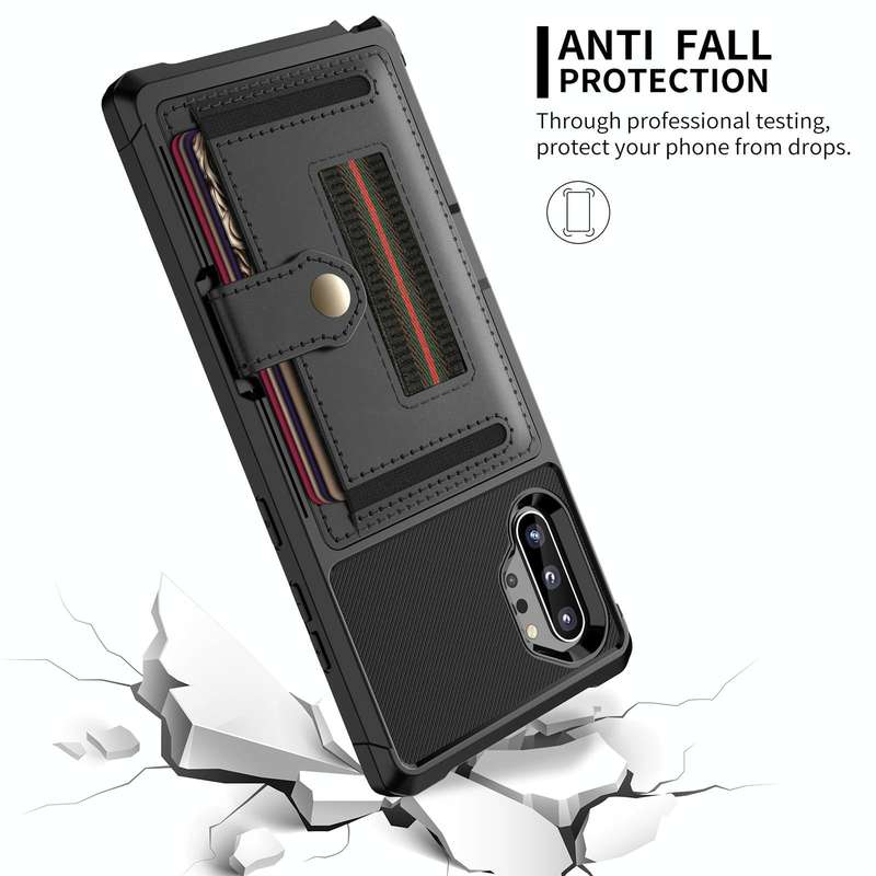 For Samsung Galaxy Note10+ ZM06 Card Bag TPU + Leather Phone Case(Black)