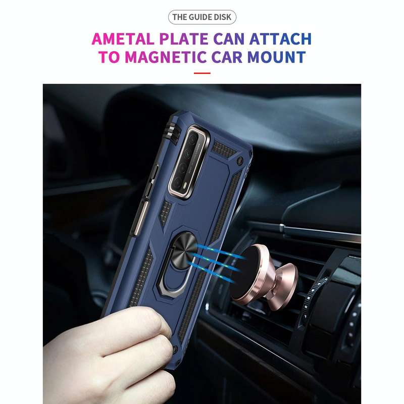 For Huawei P Smart 2021 Shockproof TPU + PC Protective Case with 360 Degree Rotating Holder(Blue)