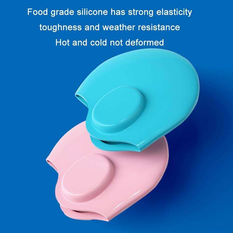 WAVE Waterproof Solid Color Ear Guard Silicone Swimming Cap, Color: Childrens Pink