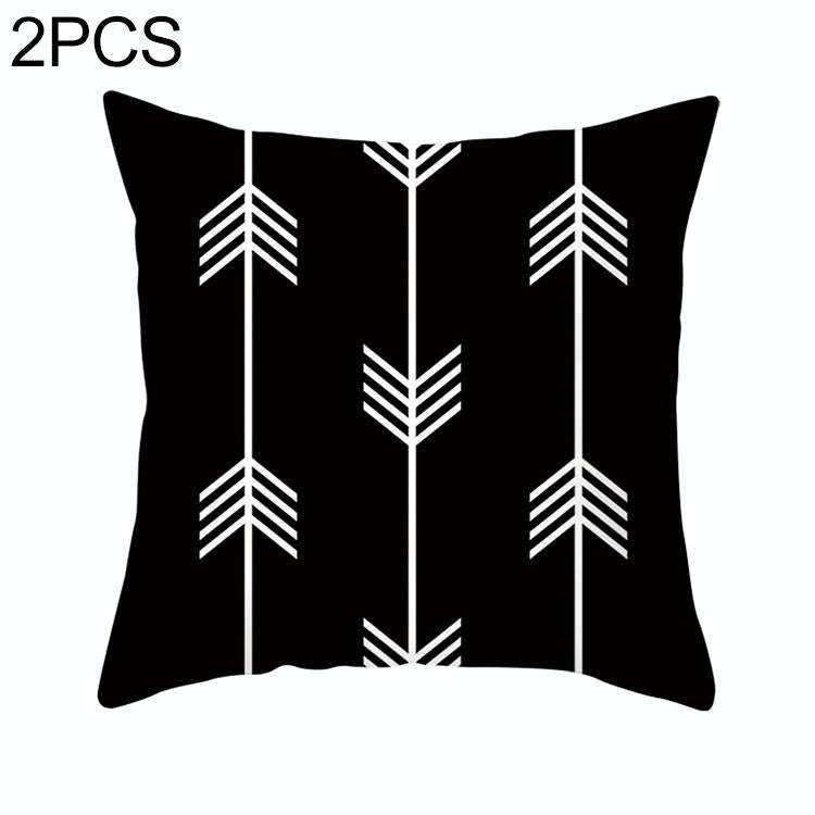 2 PCS Black and White Simple and Modern Geometric Abstract Decorative Pillowcases Polyester Throw...