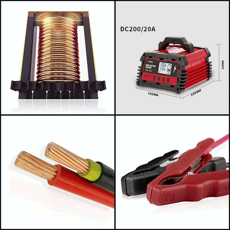 DEMUDA DC200 20A 12V / 24V Car Battery Charger Intelligent Pulse Repair Type Lead-acid Battery, P...