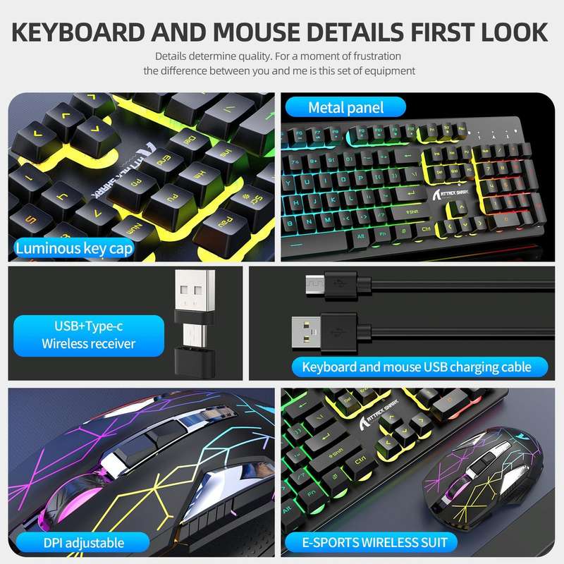 Attack Shark T3RGB RGB Luminous Wireless Keyboard And Mouse Set(Black)