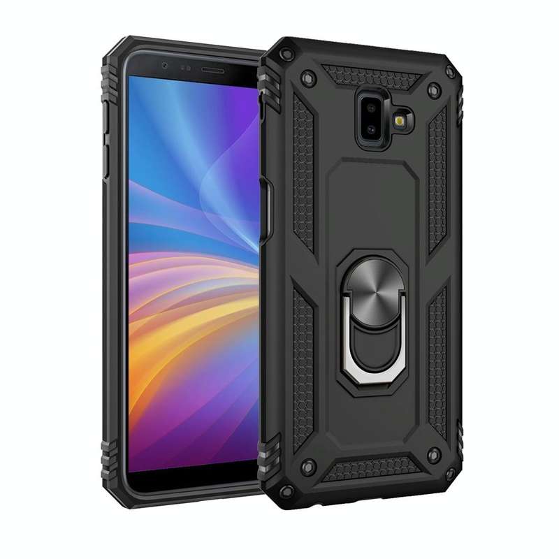 Armor Shockproof TPU + PC Protective Case for Galaxy J6 Plus, with 360 Degree Rotation Holder(Black)