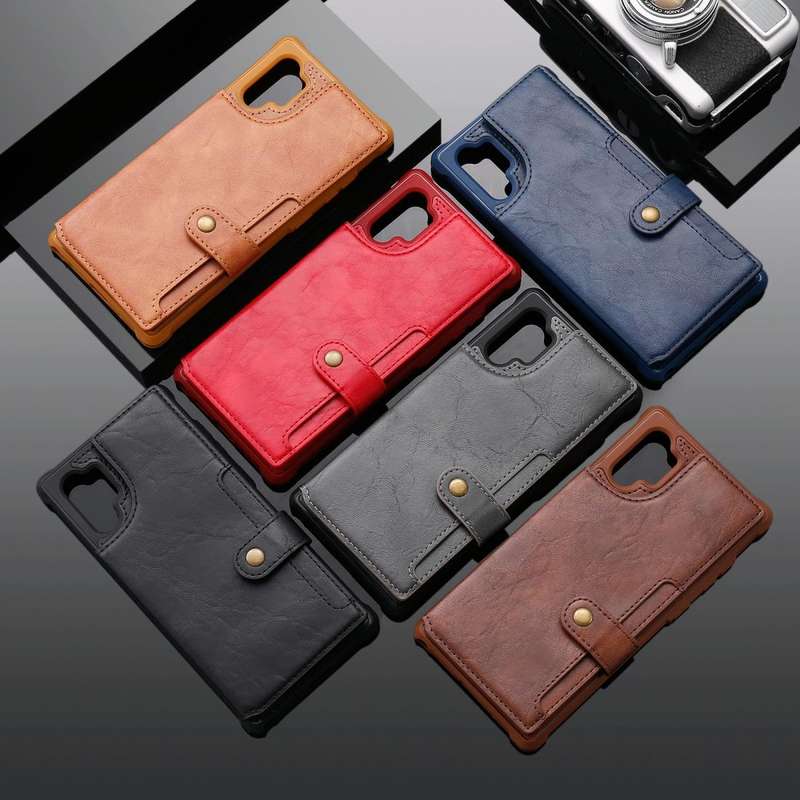 For Galaxy Note 10 Plus Buckle Zipper Shockproof Protective Case with Holder & Card Slots & Walle...