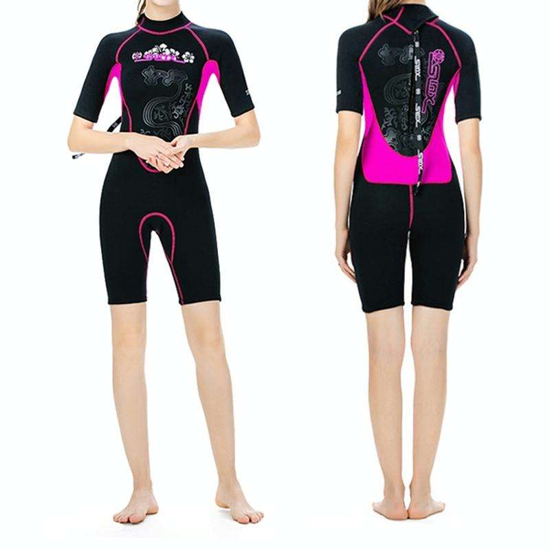 SLINX 1104 3mm Neoprene Super Elastic Wear-resistant Warm U-splicing Wet Short-sleeved One-piece ...
