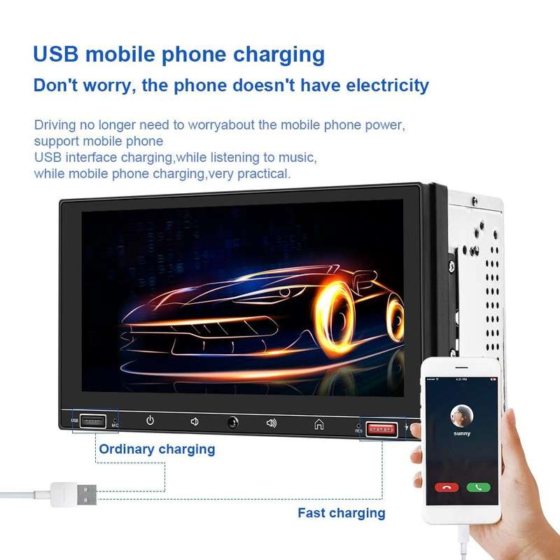 A2916 7 inch Dual-spindle Universal MP5 Car Carplay MP4 Player, Style: Standard+8 Light Camera