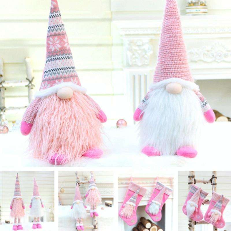 Christmas Faceless Dolls Holiday Decorations Children Gift, Style:32013(White)