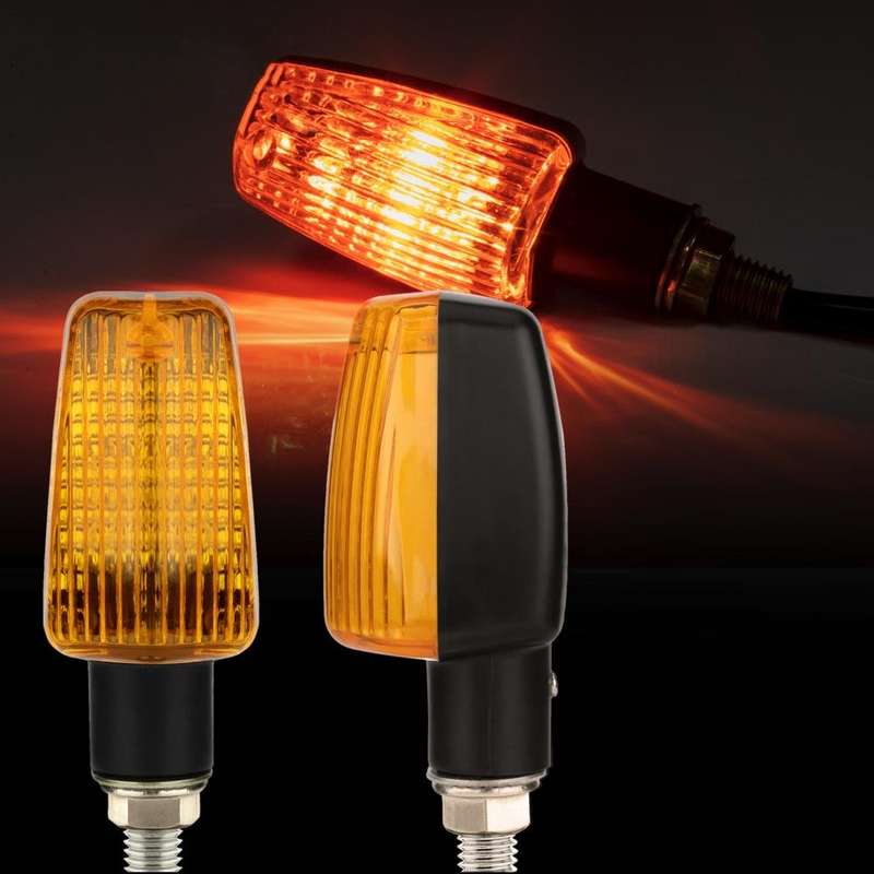 2 PCS PE-ZS102 Motorcycle Retro Style Turn Signal Light(Black + Yellow Light Shell)