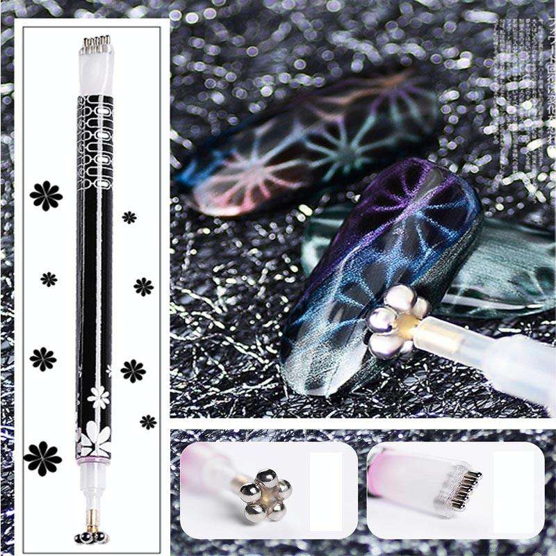 3 PCS Cat Eye Gel Magnet Pen Double Head Magnetic Pen Plum Branding Flower Magnetic Pen Nail Cat ...