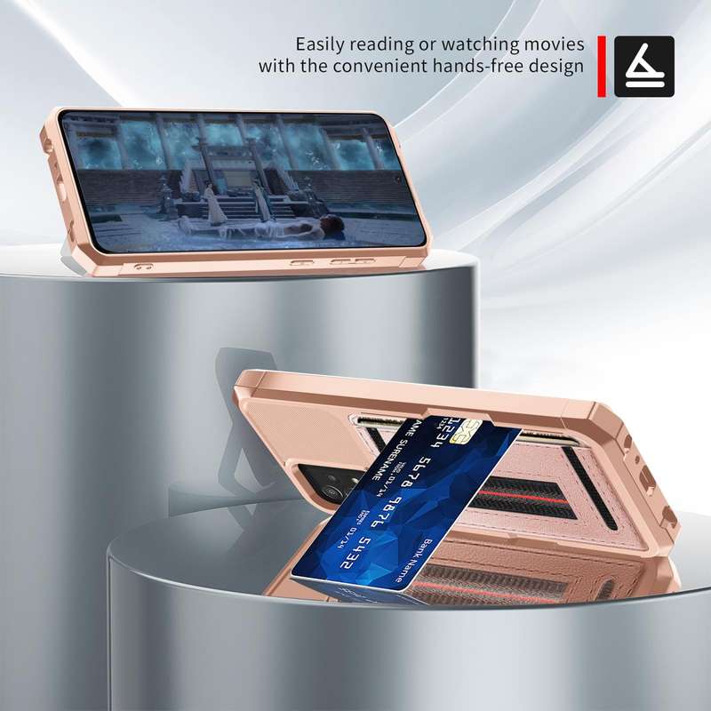 For Samsung Galaxy A73 5G ZM06 Card Bag TPU + Leather Phone Case(Pink)