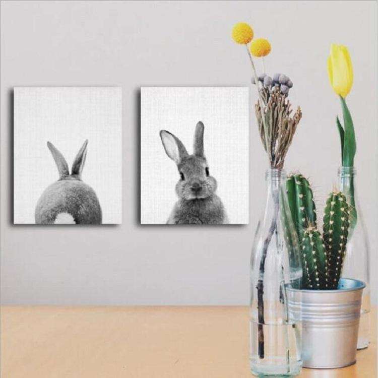Rabbit Before and After the Computer Printing Decorative Painting Frameless Core, Size:13x18cm(Br...