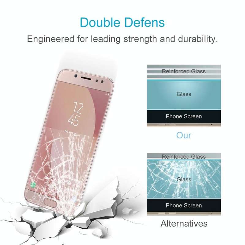 100 PCS 0.26mm 9H 2.5D Arc Edge Tempered Glass Film for Galaxy J7 Pro / J730
