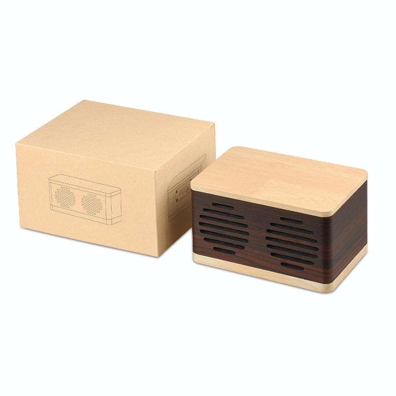 D70 QI Standard Subwoofer Wooden Bluetooth 4.2 Speaker, Support TF Card & 3.5mm AUX Brown