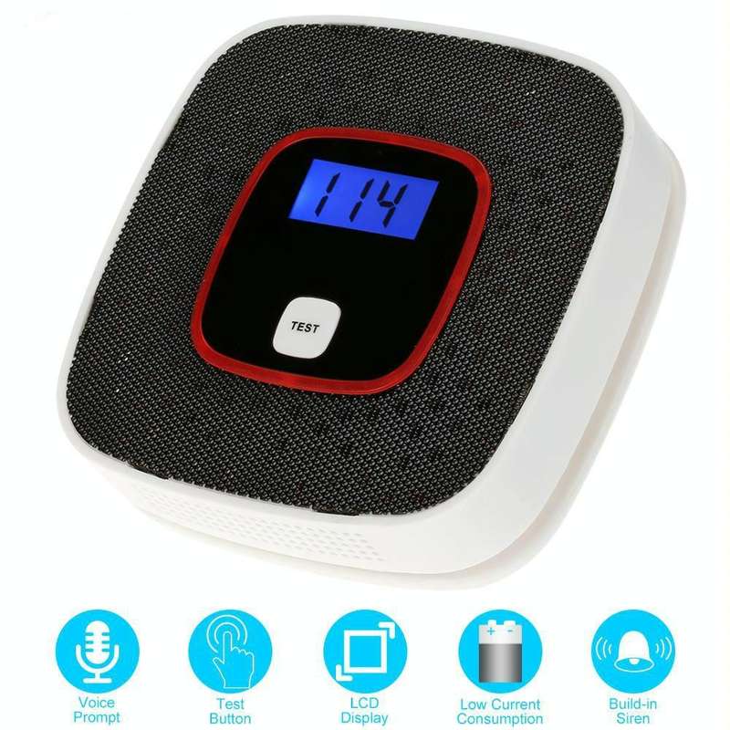 Carbon Monoxide Detector Gas Alarm Sensor Poisoning Gas Tester Human Voice Warning Detector with ...