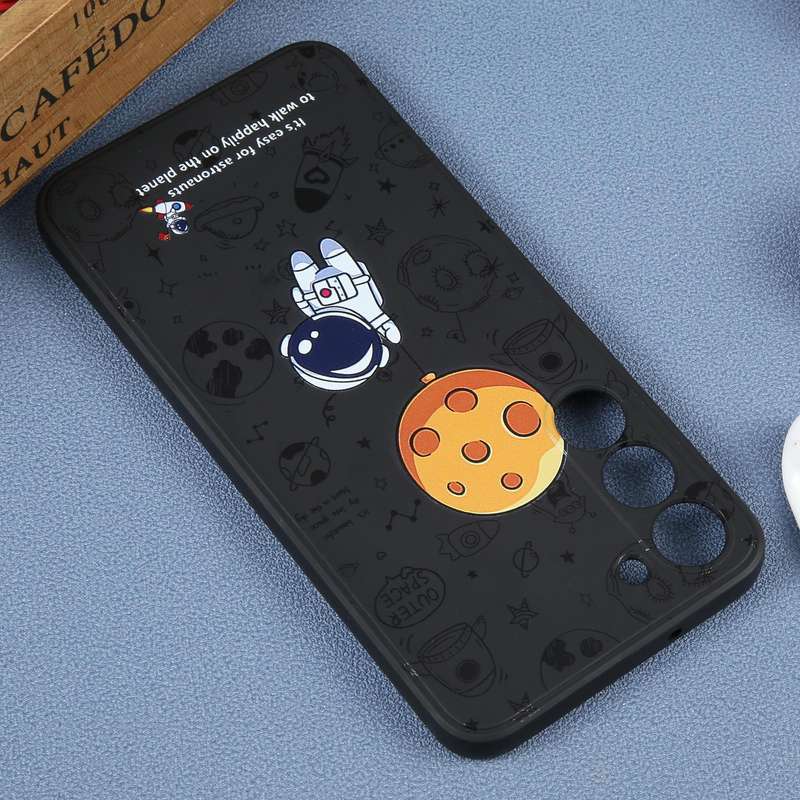 For Samsung Galaxy A20 / A30 Astronaut Pattern Silicone Straight Edge Phone Case(Planet Landing-B...