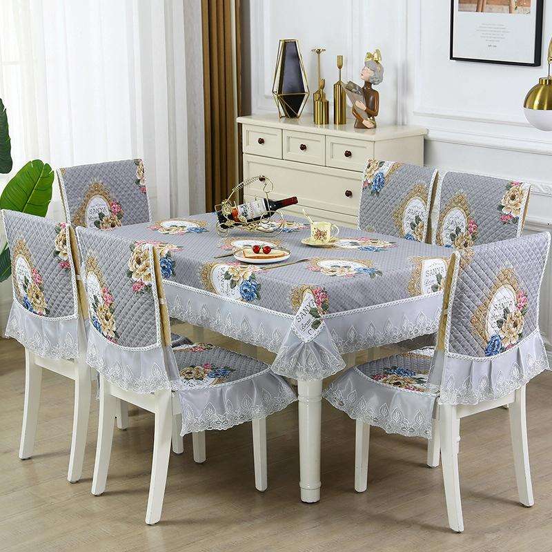 Home Dining Table/Chair Non-Slip Cover, Size: 1 Chair Cover+1 Back Cover(European Flower Mirror G...