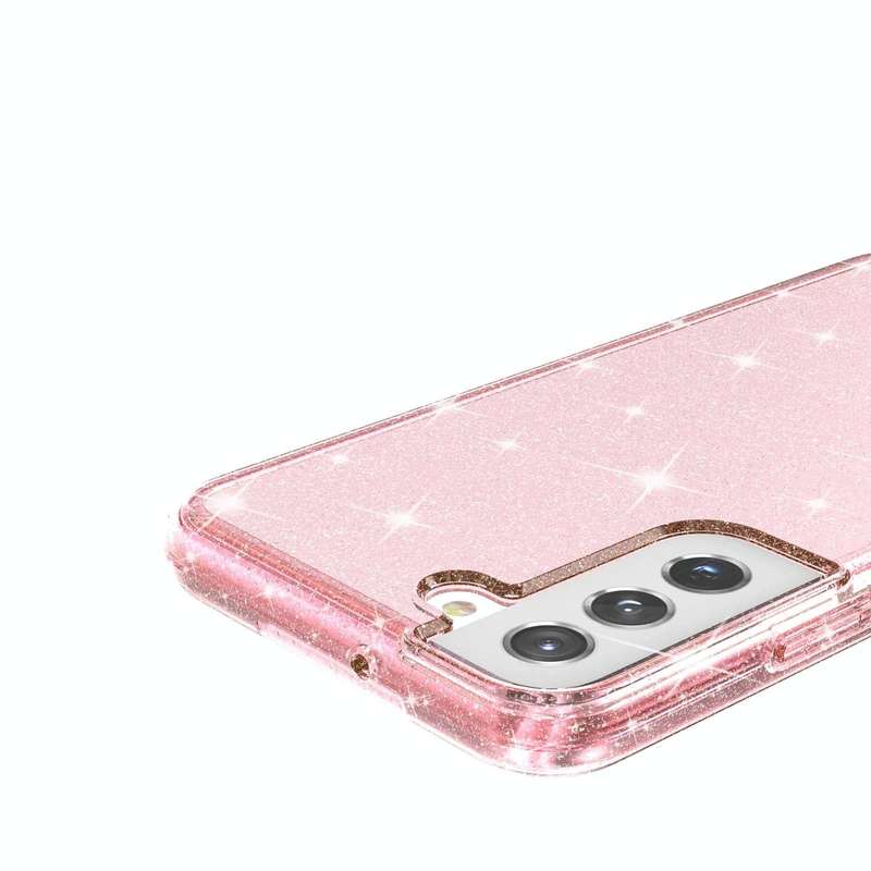 For Samsung Galaxy S22 5G Shockproof Terminator Style Glitter Powder Protective Phone Case(Pink)