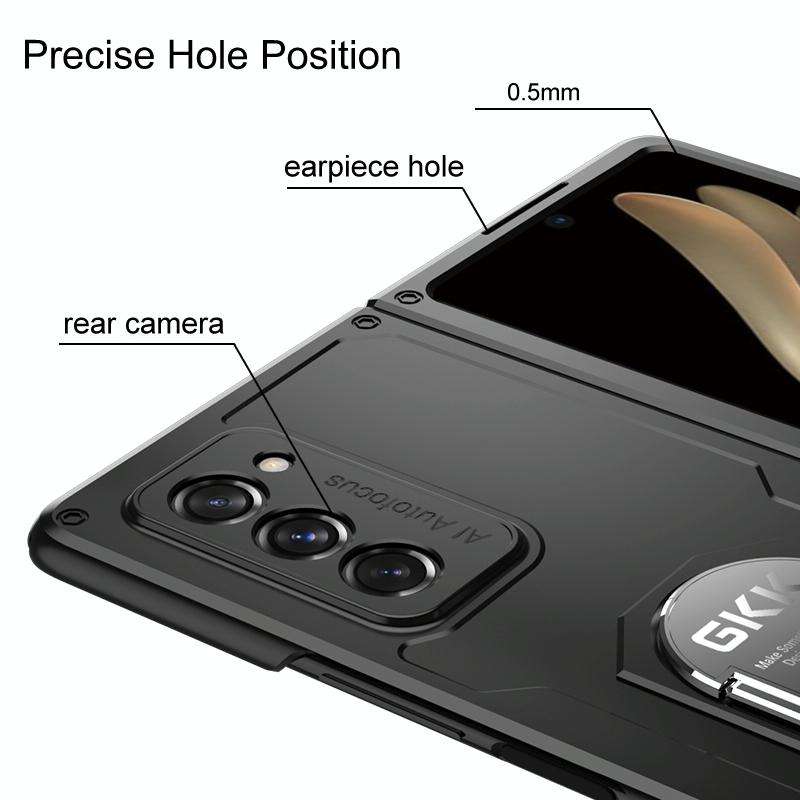 For Samsung Galaxy Z Fold2 5G GKK Foldable Shockproof PC Case with Ring Holder(Black)