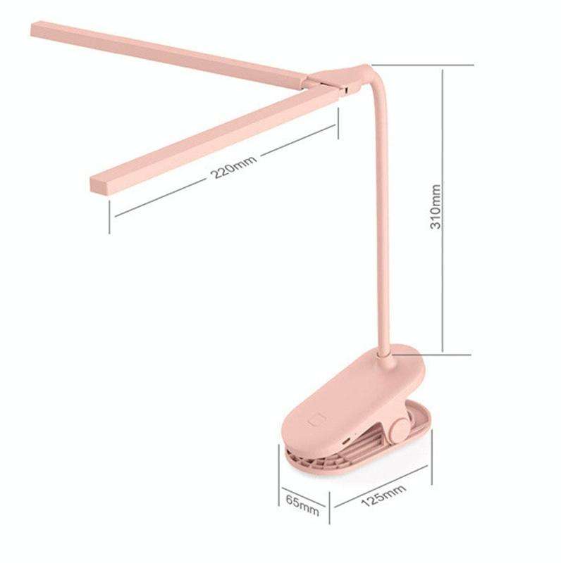 TD5 Double Lamp Head USB Desktop Clip Table Lamp,Style: Plug-in Version (Black)