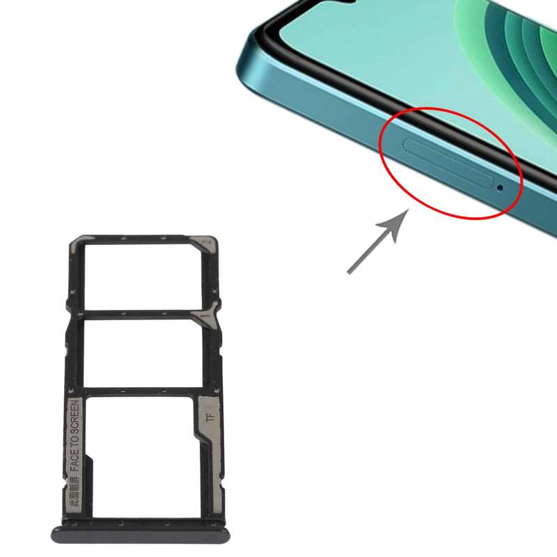 SIM Card Tray + SIM Card Tray + Micro SD Card Tray For Xiaomi Redmi Note 11E (Black)