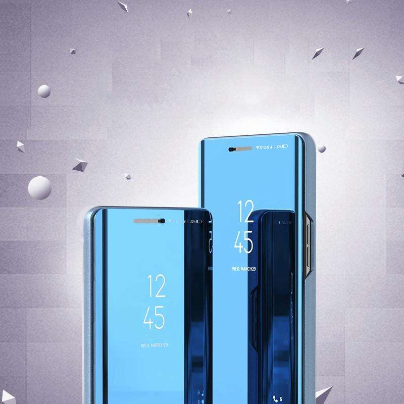 For Huawei P40 Lite/Nova 7i Plated Mirror Horizontal Flip Leather Case with Holder(Blue)