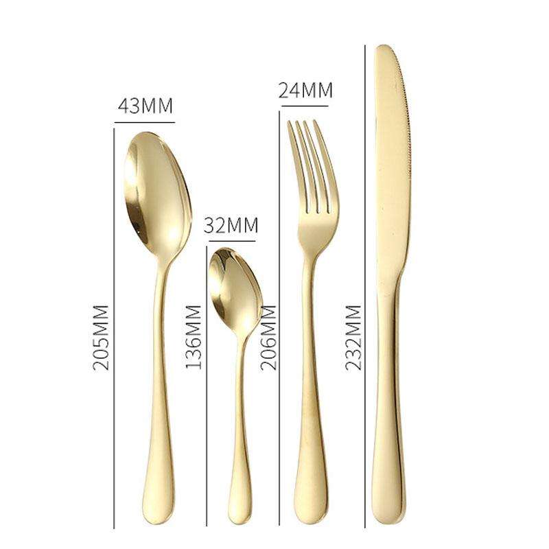24pcs/set Boxed Stainless Steel Cutlery Knife, Fork and Spoon Cutlery Set, Specification: Gold