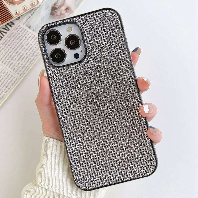 For iPhone 15 Solid Color Diamond TPU Phone Case(Silver)