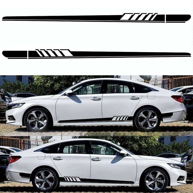 2 PCS/Set D-608 Stripe Pattern Car Modified Decorative Sticker(Black)