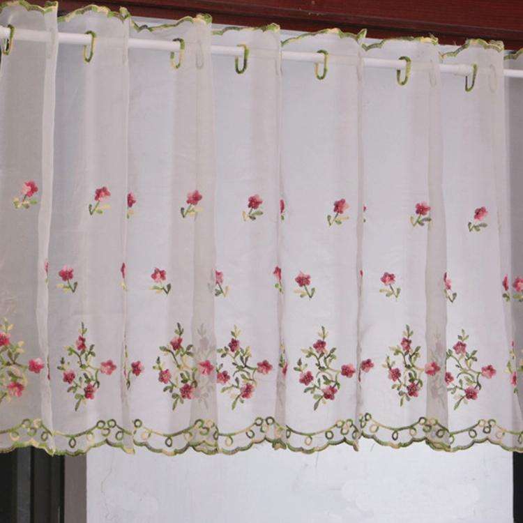 Simple Pastoral Embroidery Flower Window Bbalcony Flower Window Tulle Curtain, Size: 150cm x 65cm...