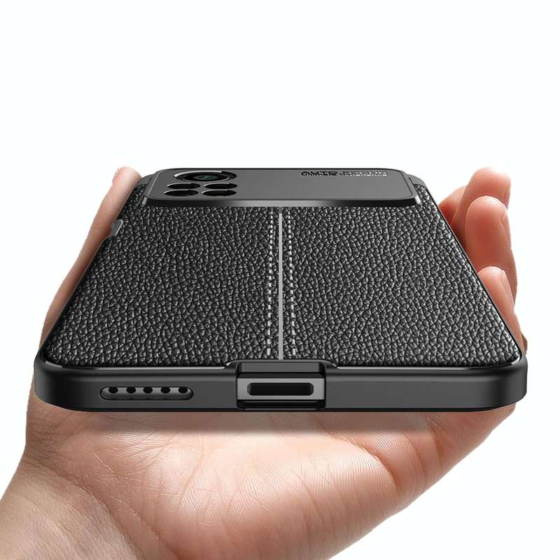 For Xiaomi Poco X4 Pro 5G Precise Hole Litchi Texture TPU Shockproof Phone Case(Black)