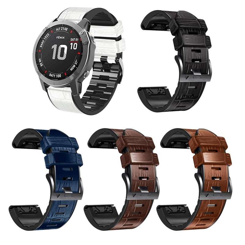 For Garmin Fenix 7X / 6X / 5X Crocodile Texture Silicone Leather Watch Band(Coffee)