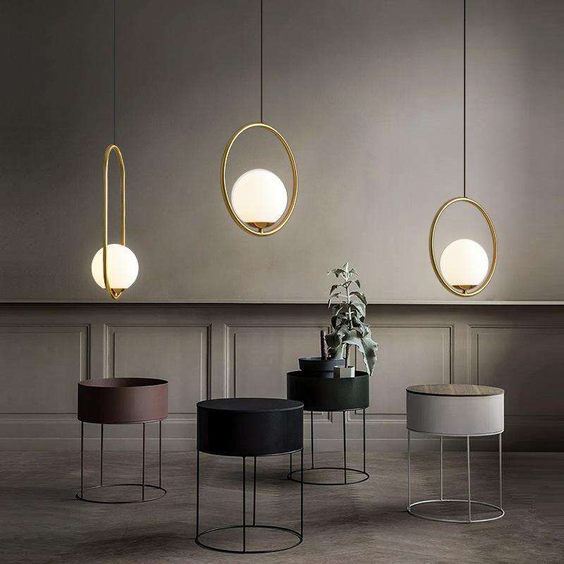 Restaurant Chandelier Single Head Creative Personality Simple Modern Copper Lamp without Light So...