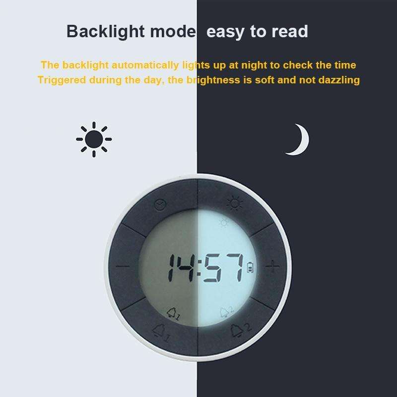 Simple Home Creative Multi-function Charging Stepless Dimming Alarm Clock Night Light(Gray)