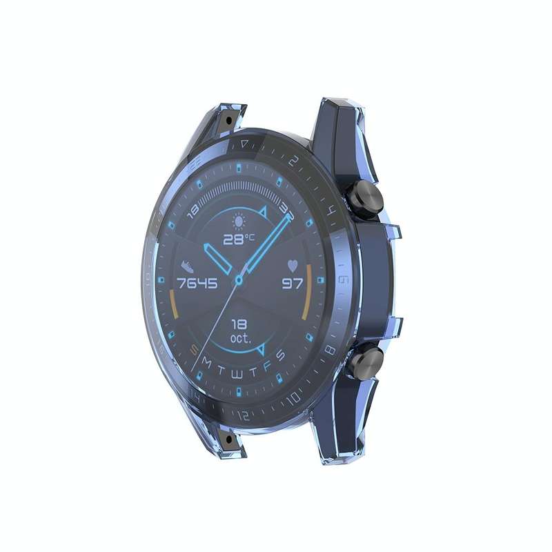 For Huawei Watch GT2 46mm Full Coverage Watch Protective Case with Screen(Transparent Blue)