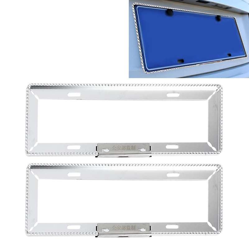 2 PCS Car License Plate Frames Car Styling License Plate Frame Magnesium Alloy Universal License ...