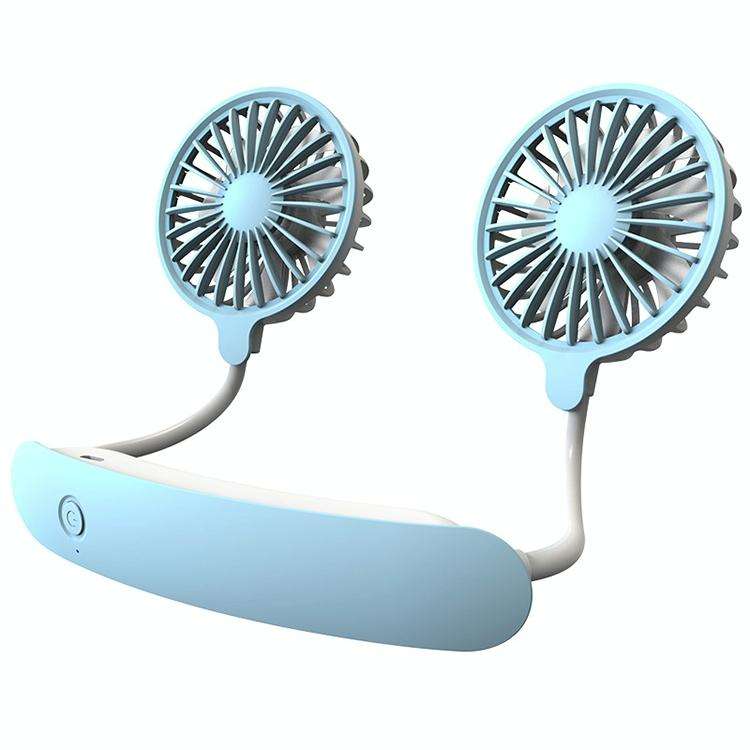 F6 Outdoor Mini Hanging Neck Fan USB Charging Lazy Small Fan (Blue)