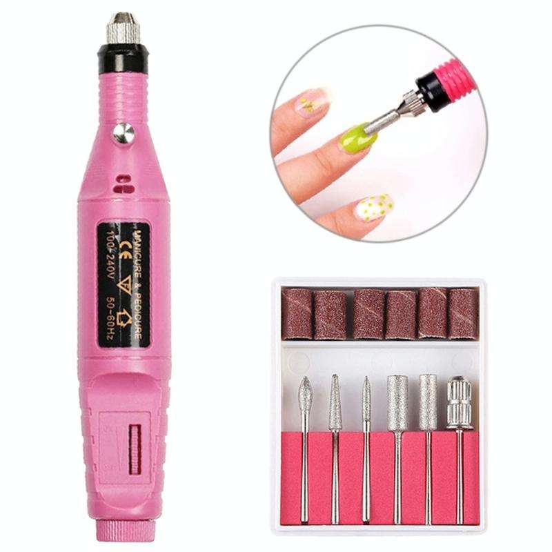 1 Set Power Professional Electric Manicure Machine Pen Pedicure Nail File Nail Tools 6 bits Drill...