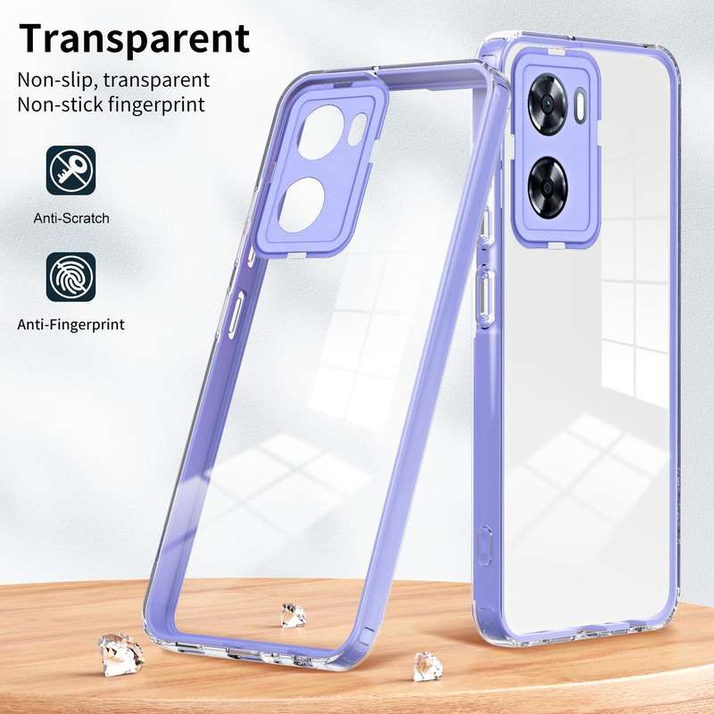 For OPPO A77 5G 3 in 1 Clear TPU Color PC Frame Phone Case(Purple)