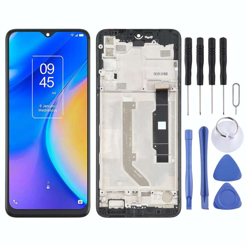 TFT LCD Screen for TCL 20 SE T761H Digitizer Full Assembly with Frame (Black)