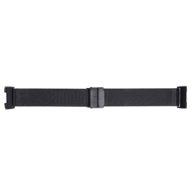 For Fitbit Charge 4 Double Insurance Buckle Milanese Watch Band(Black)