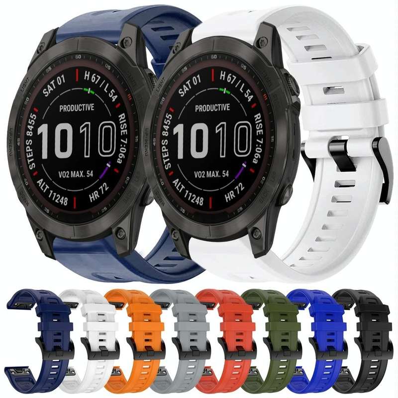 For Garmin Fenix 7 Sapphire Solar Metal Buckle Solid Color Silicone Watch Band(Army Green)