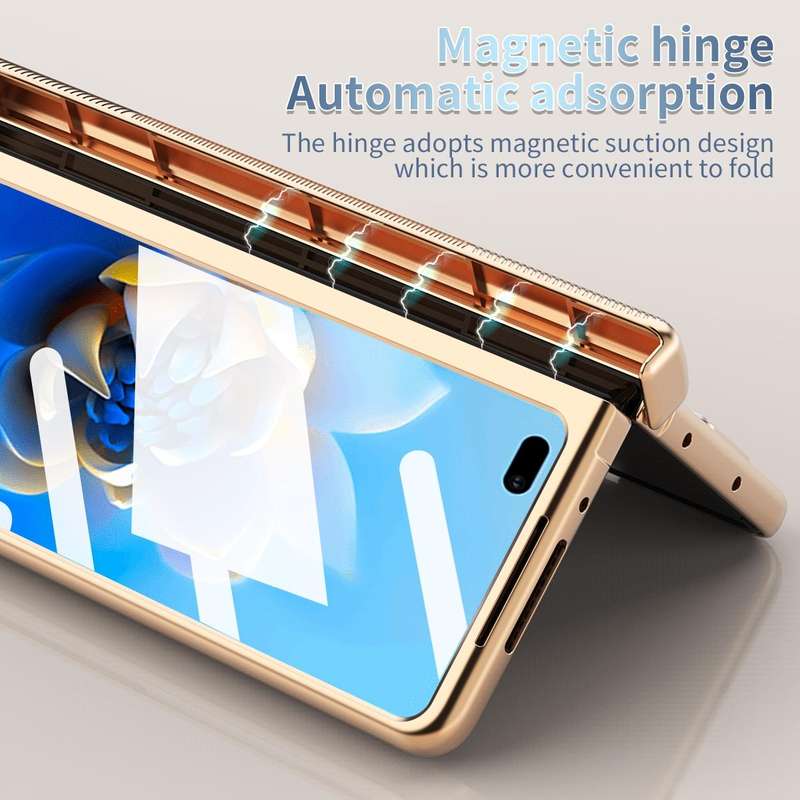 For Huawei Mate X2 Electroplating Hinged Folding Phone Case with S Pen Fold Edtion(Gold)